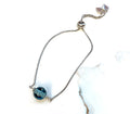 Armband mit Glasperle in rauchblau, silber