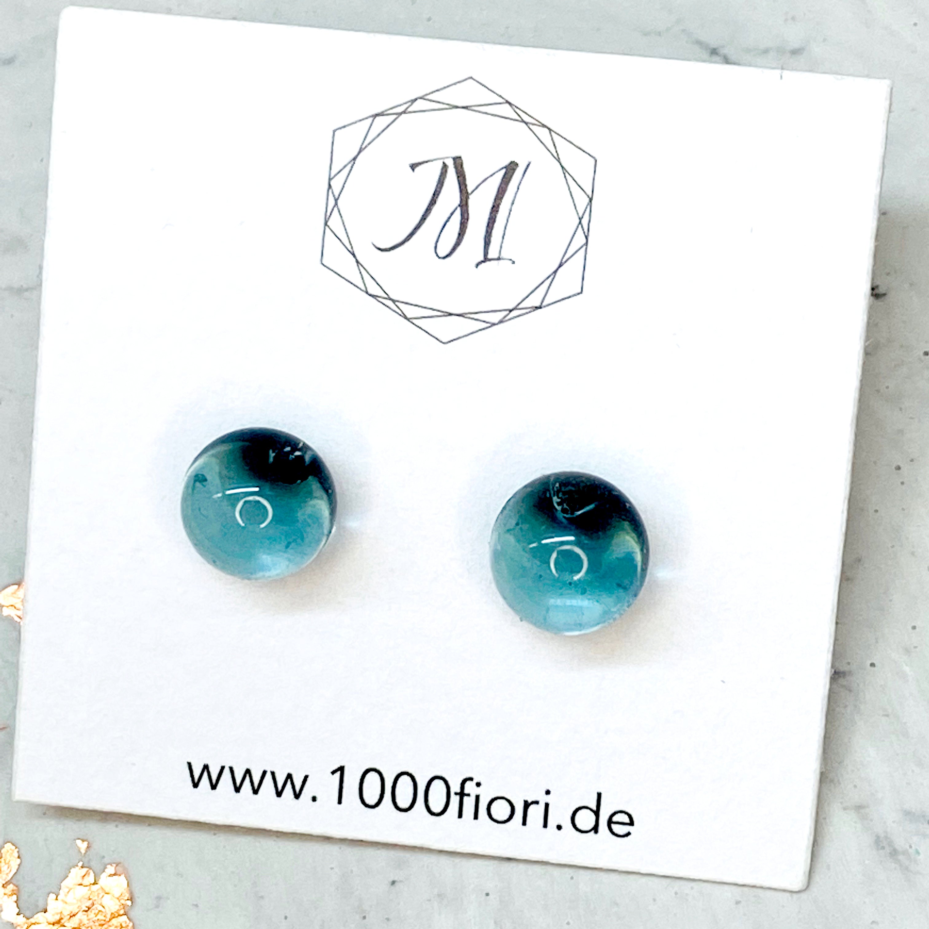 Ohrstecker aus Glas, jeansblau transparent
