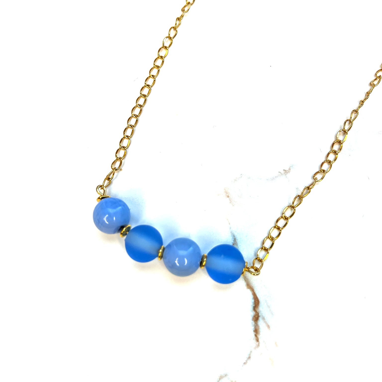 Halskette Gold, hellblau