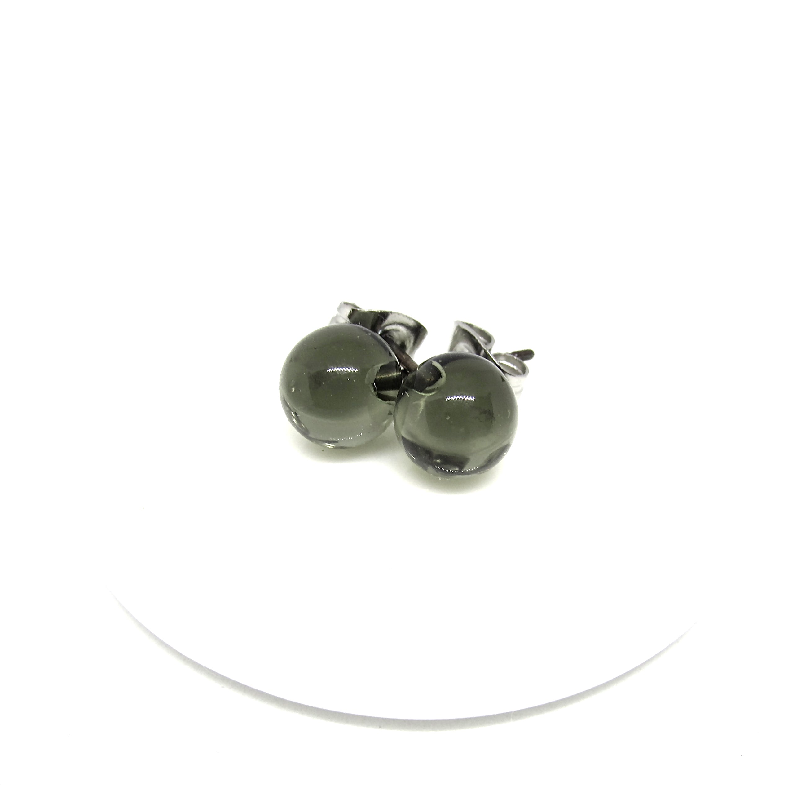Ohrstecker aus Glas, grau transparent