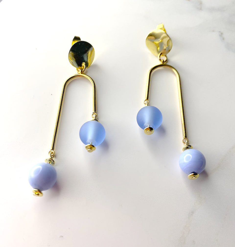 Ohrringe Arc hellblau/Gold