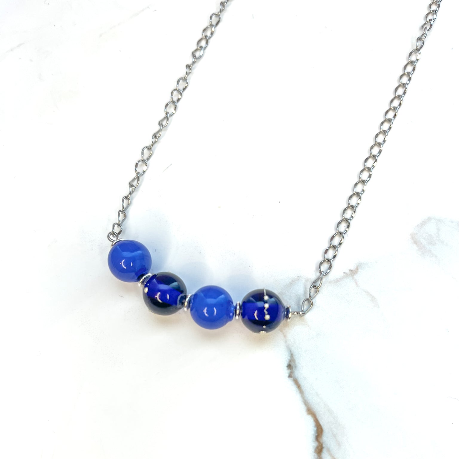 Halskette silber, blau