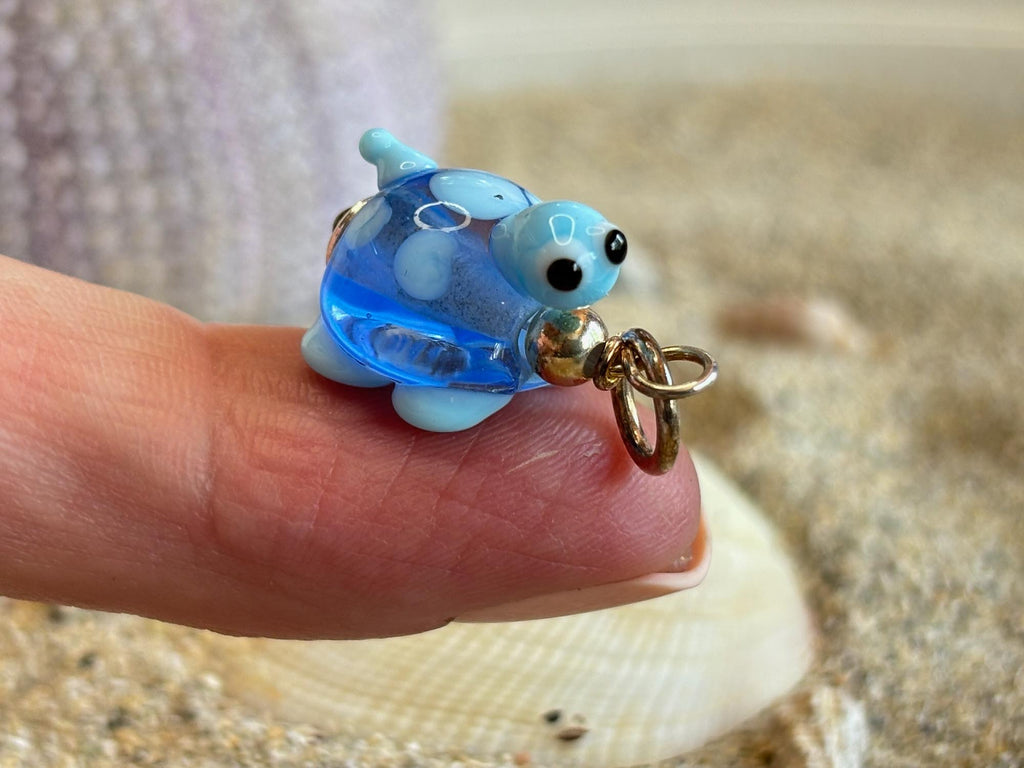 Kinderkette Schildkröte Blau – handgefertigt aus Glas