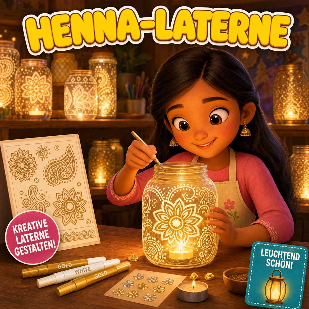 Kindergeburtstag: Henna-Laterne – Windlichter im Henna-Stil bemalen