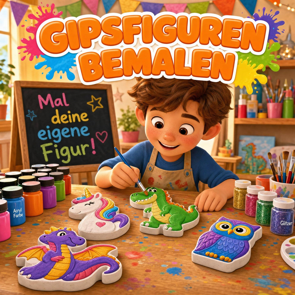 Kindergeburtstag: Gipsfiguren bemalen – Kreativer Mal-Workshop