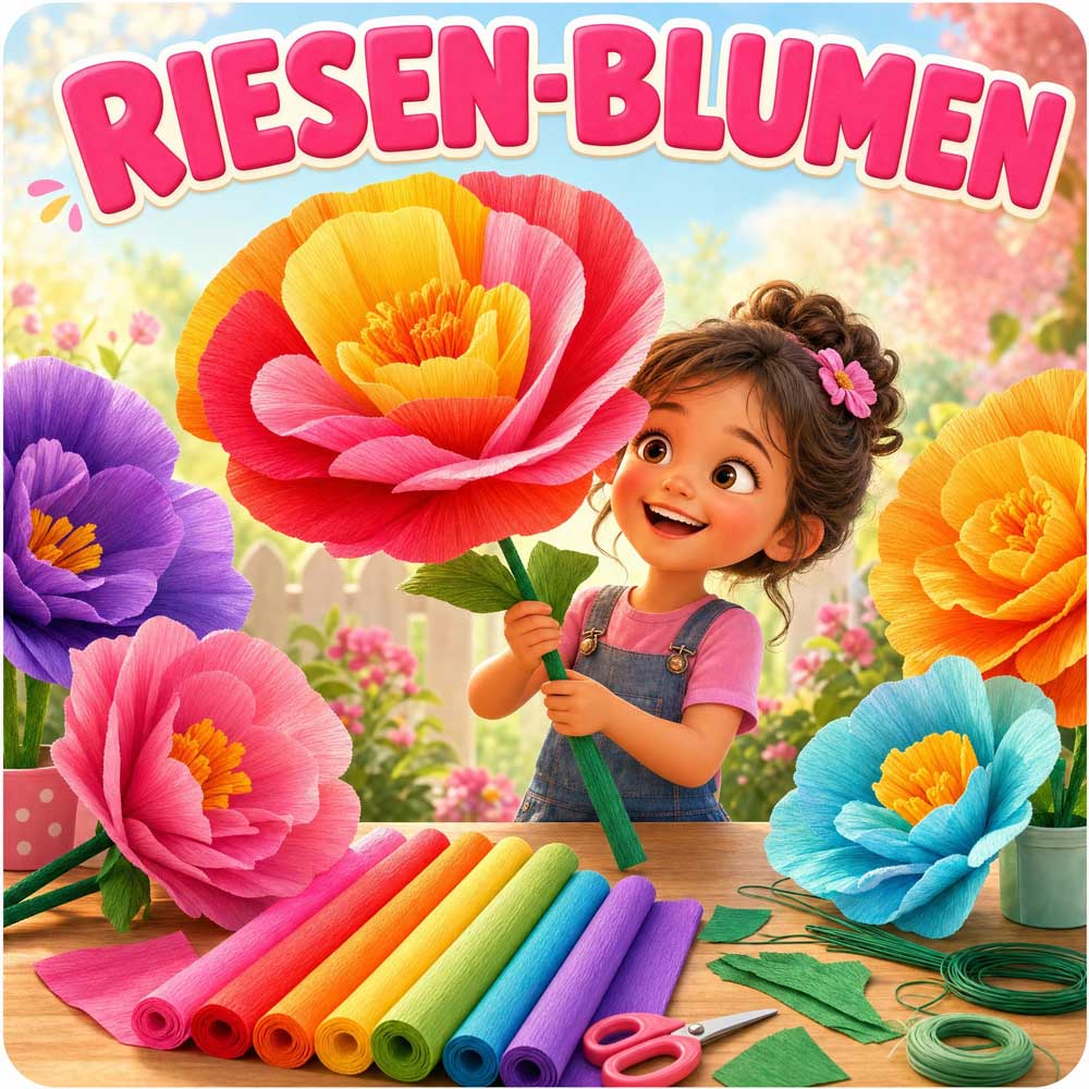 Kindergeburtstag: Riesen-Blumen – Kreativ-Workshop mit Krepp-Papier