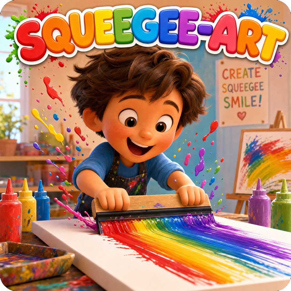 Kindergeburtstag: Squeegee-Art – Kreativer Mal-Workshop
